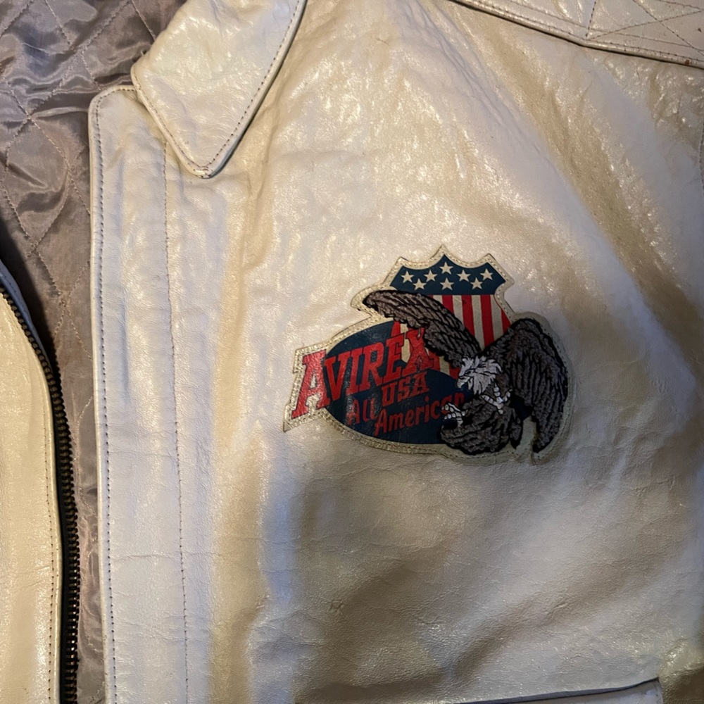 Men’s Avirex Jacket, Sz. 6x (fits more like 3X), Cream color, Tuskegee Airmen Ed